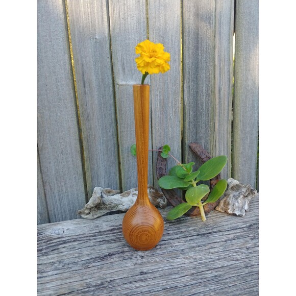 Vintage Longneck Hardwood Bud Vase, Romantic Gift For Women - Picture 1 of 10